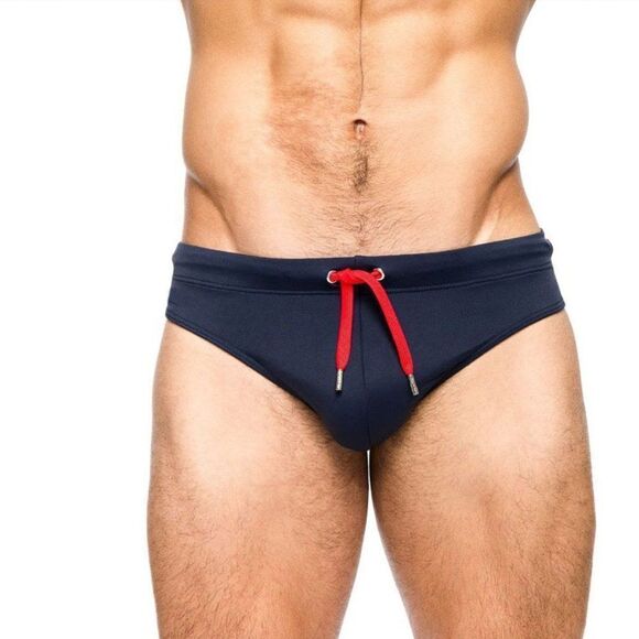 Men's micro beach bikini low rise swim briefs swimwear navy blue speedo size S - Picture 2 of 6